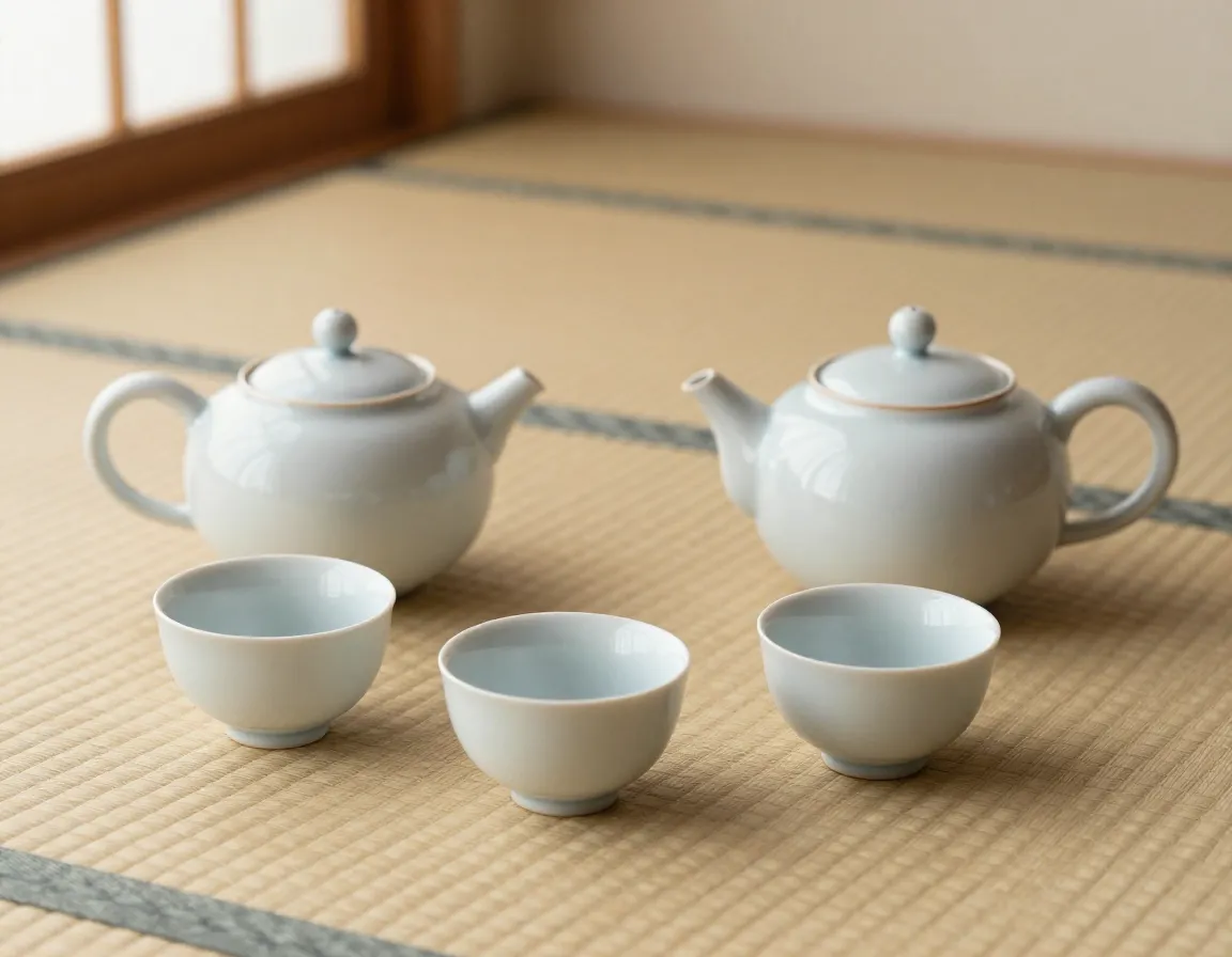 Japanese influenced contemporary tea set traditional forms modern materials