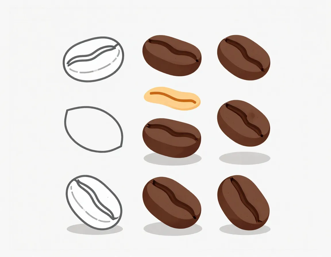Modular animated coffee bean vector components for digital use