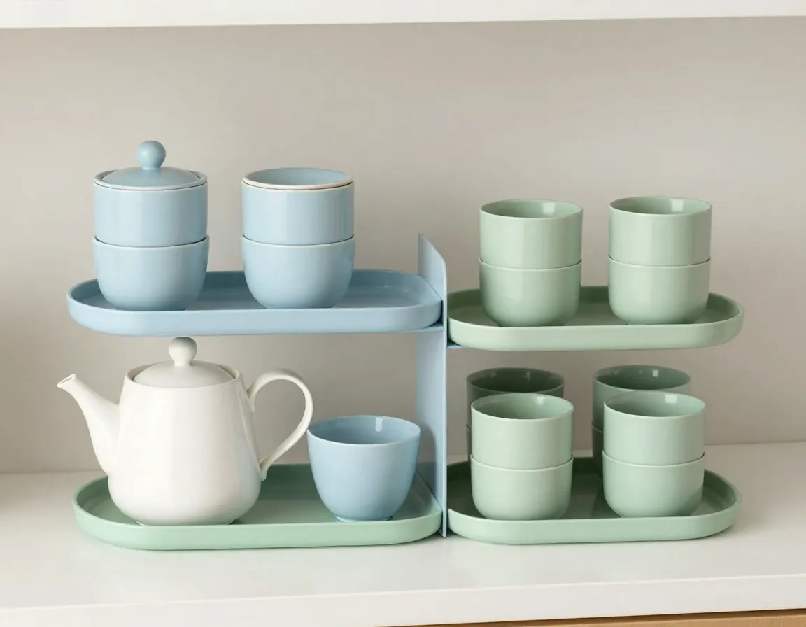 Modular mix and match tea set interchangeable components stackable storage