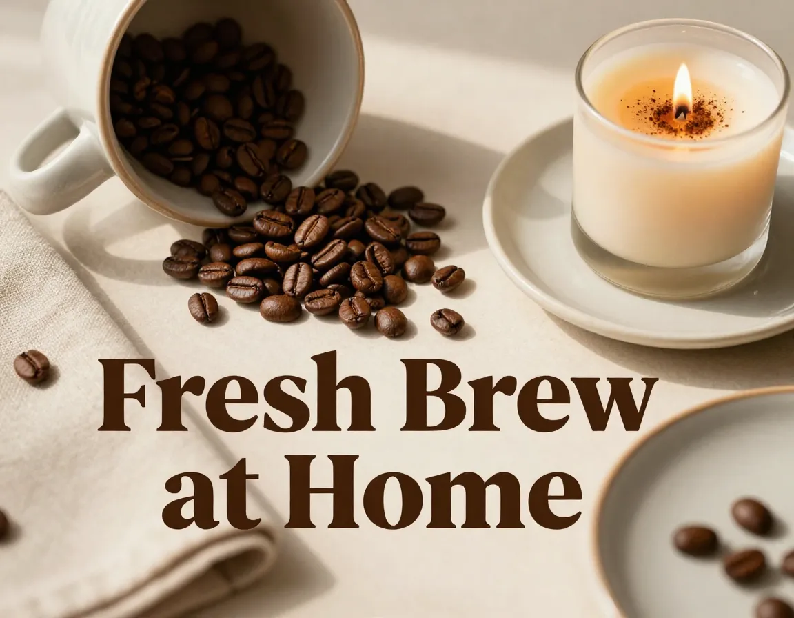Fresh brew coffee candle flat lay