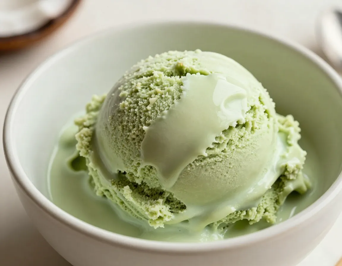 Dairy free matcha coconut ice cream full fat coconut milk