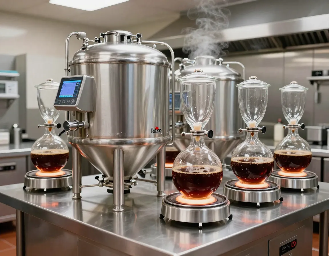 Fetco commercial batch brewer in a high volume restaurant kitchen