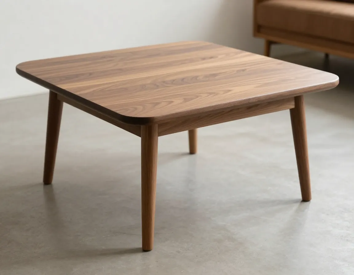 Mid century modern rectangle table tapered wooden legs rounded edges