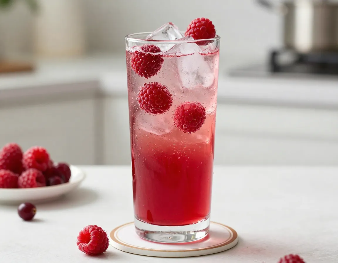 Sparkling raspberry refresher with cranberry and fresh berries