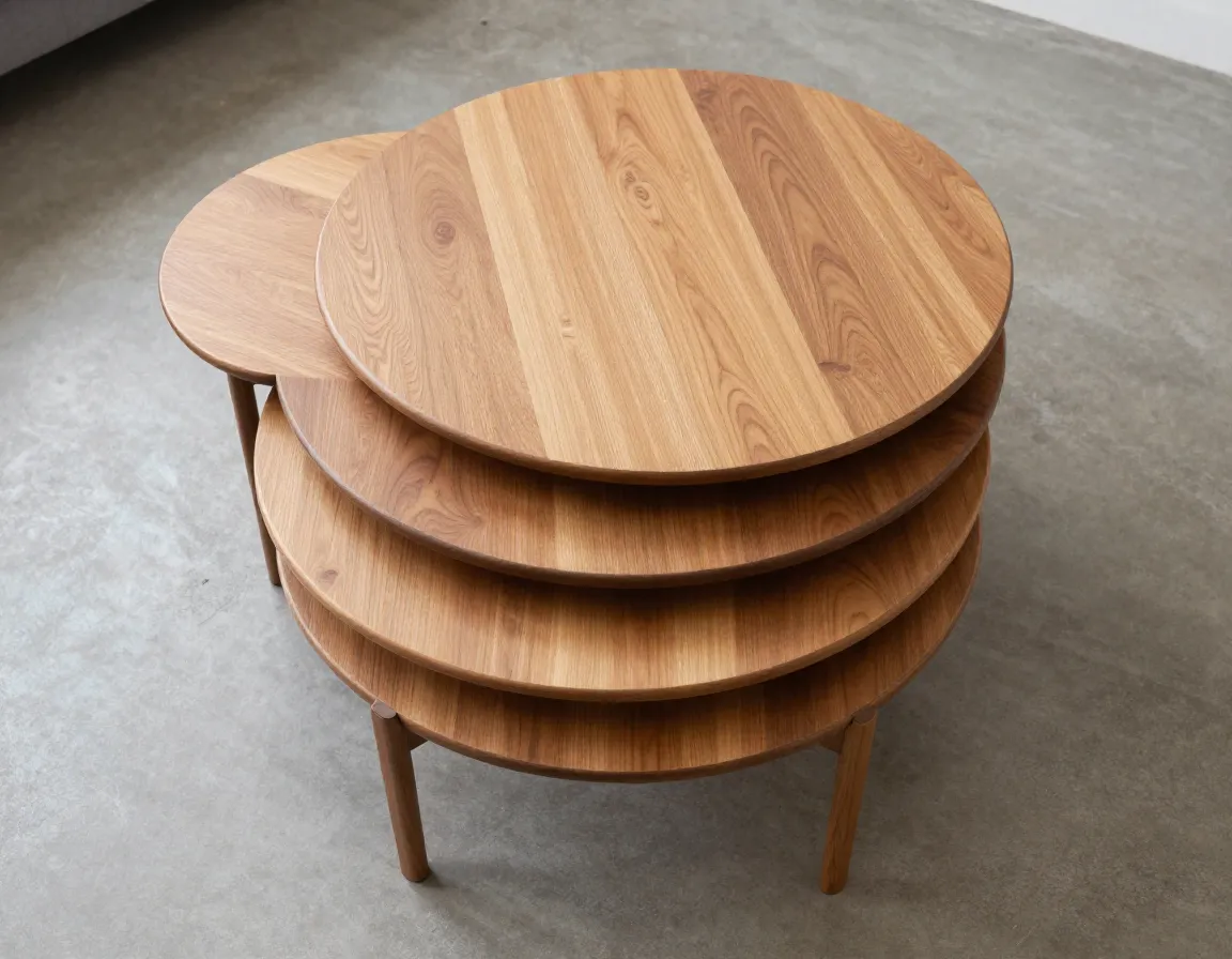 Nested coffee table set three round tables space saving solution