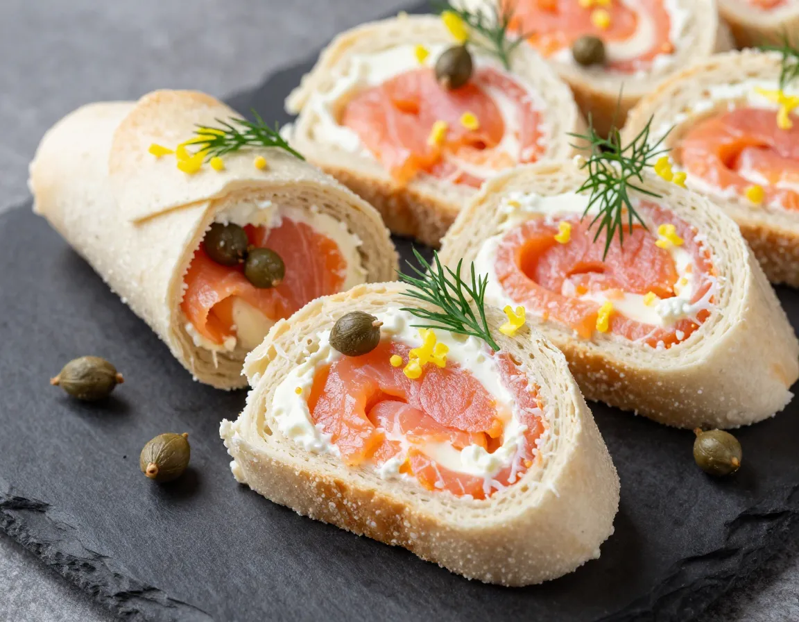 Elegant smoked salmon cream cheese pinwheel appetizer