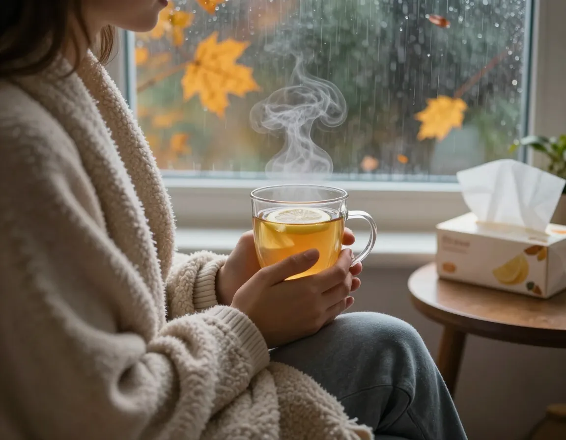 Respiratory health seasonal wellness soothing ginger lemon tea