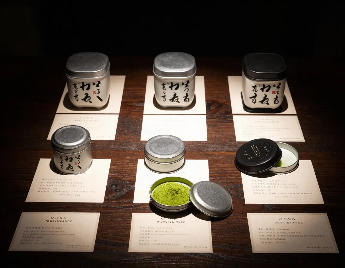 Rare single origin matcha tins with provenance cards