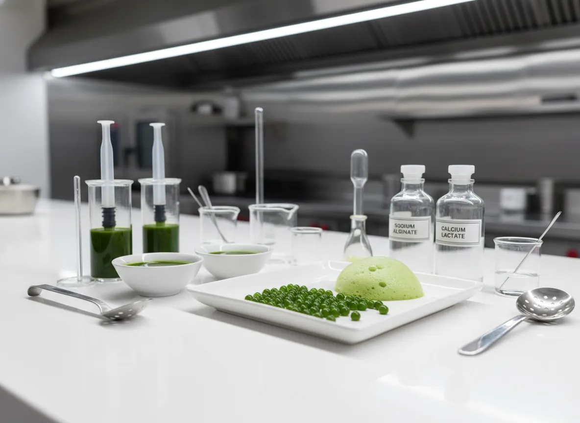 Molecular gastronomy kit for matcha spheres and foams