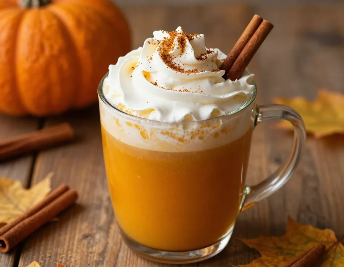 Pumpkin spice chai fusion mug with puree and whipped cream