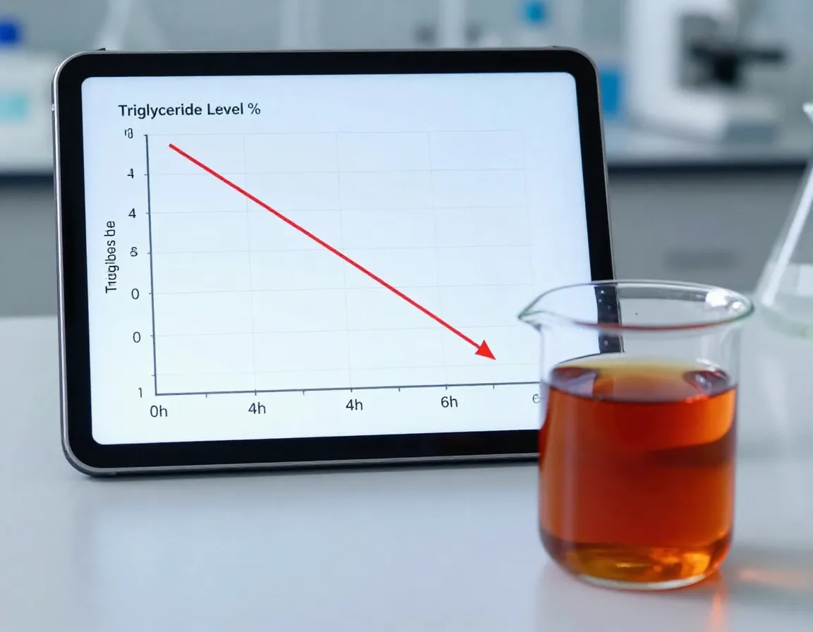 Dramatic triglyceride reduction post rooibos tea consumption graph