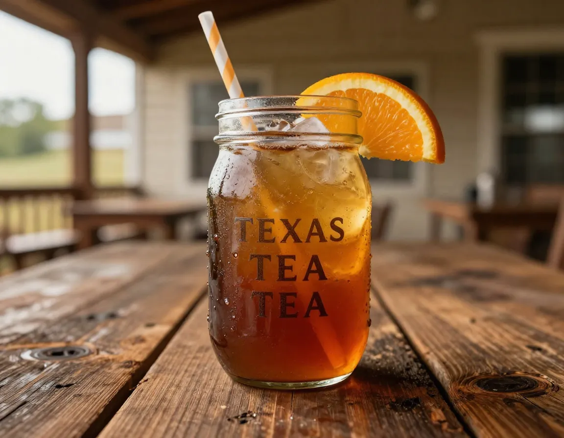 Texas tea bourbon cocktail in a large mason jar