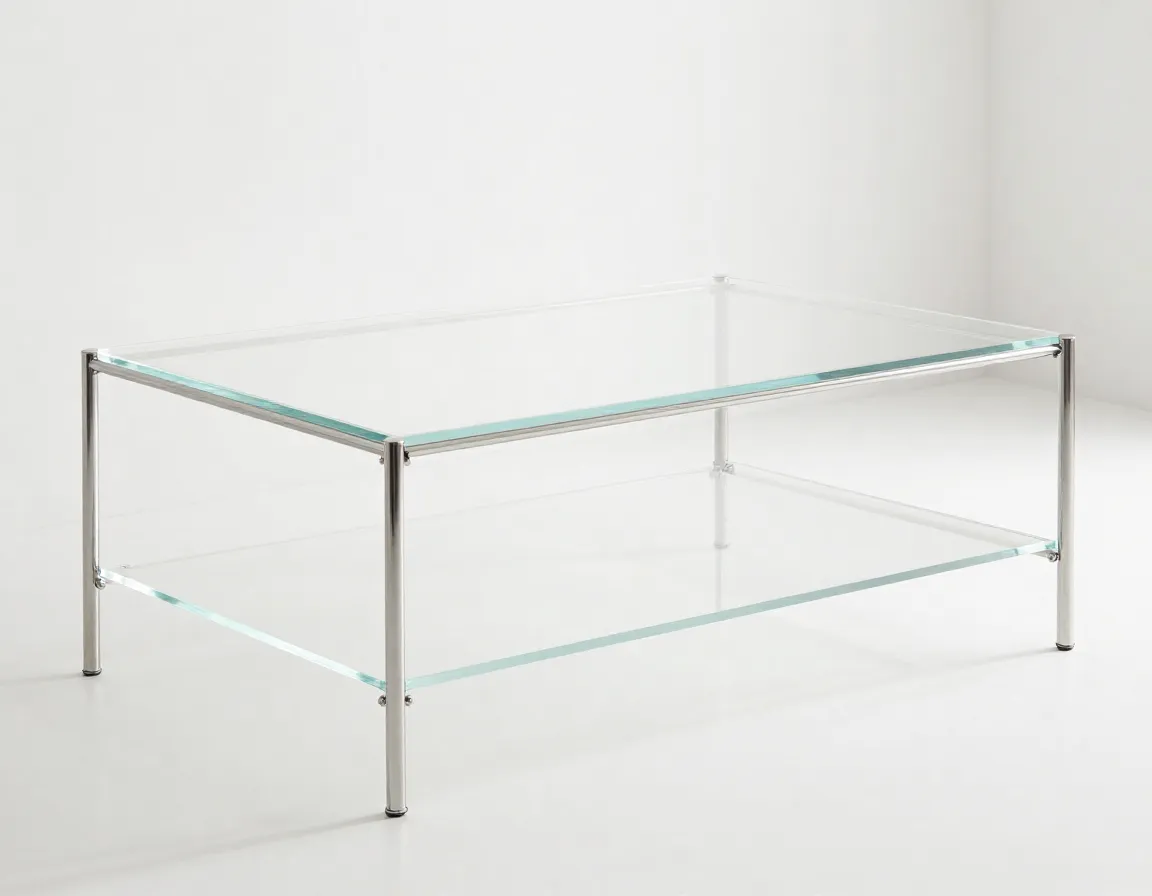 Chrome lucite stunner coffee table multi level clear shelves modern