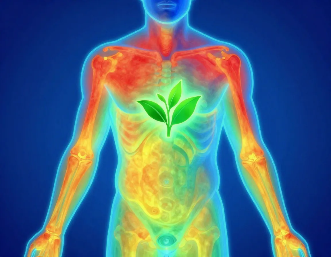 Inflammation reduction throughout body green tea extract calming response