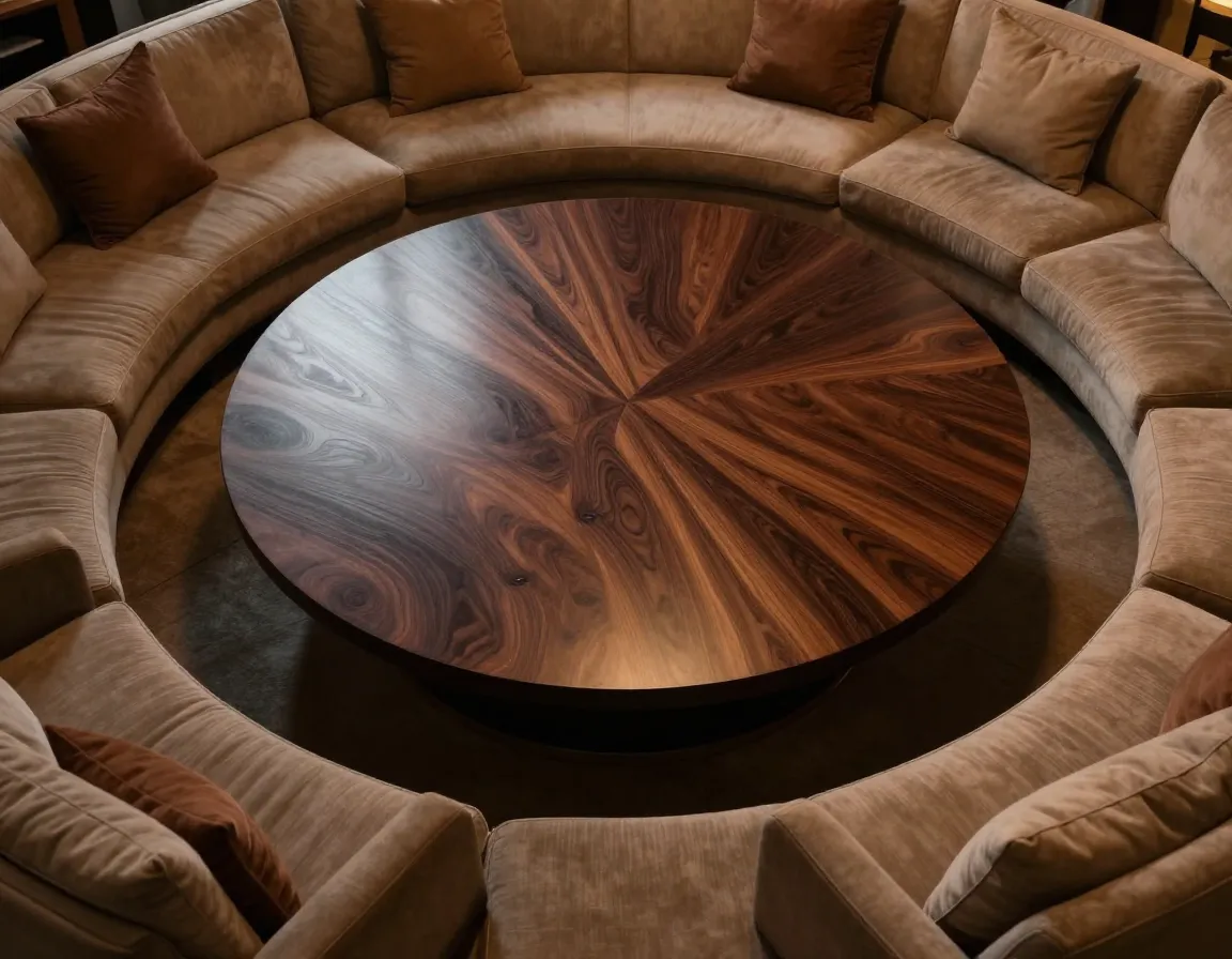 Conversation pit centerpiece round coffee table social gathering lounge