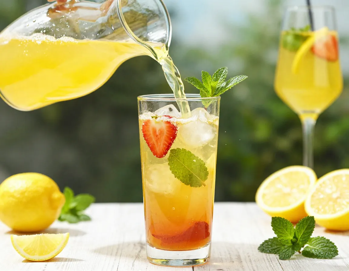 Bright citrus forward reverse arnold palmer with fresh mint