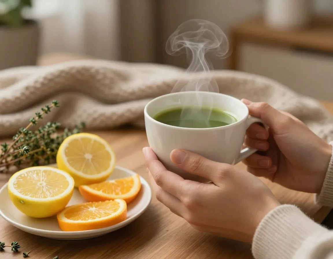 Immune system strengthening with matcha and citrus fruits