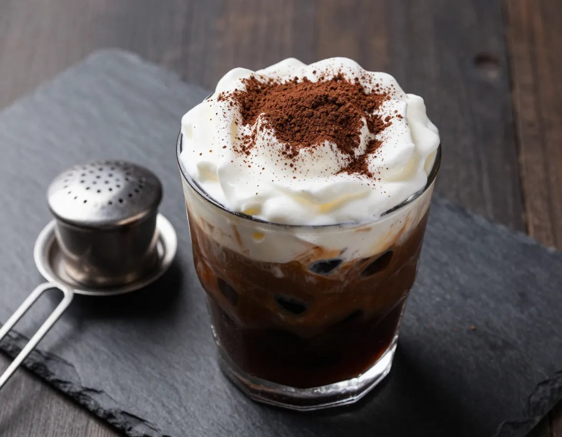 Strong vietnamese iced coffee bubble tea with coffee jelly
