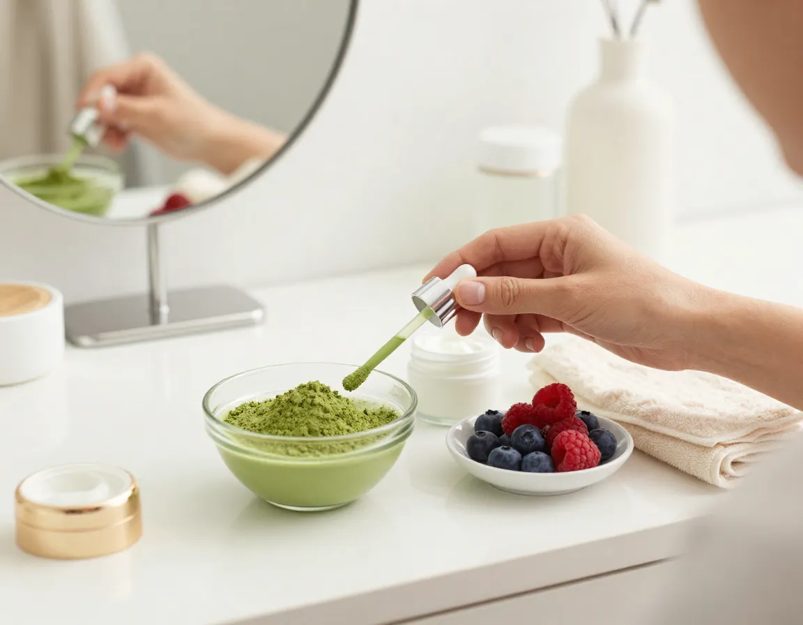 Skin health and anti aging benefits of matcha with beauty ritual