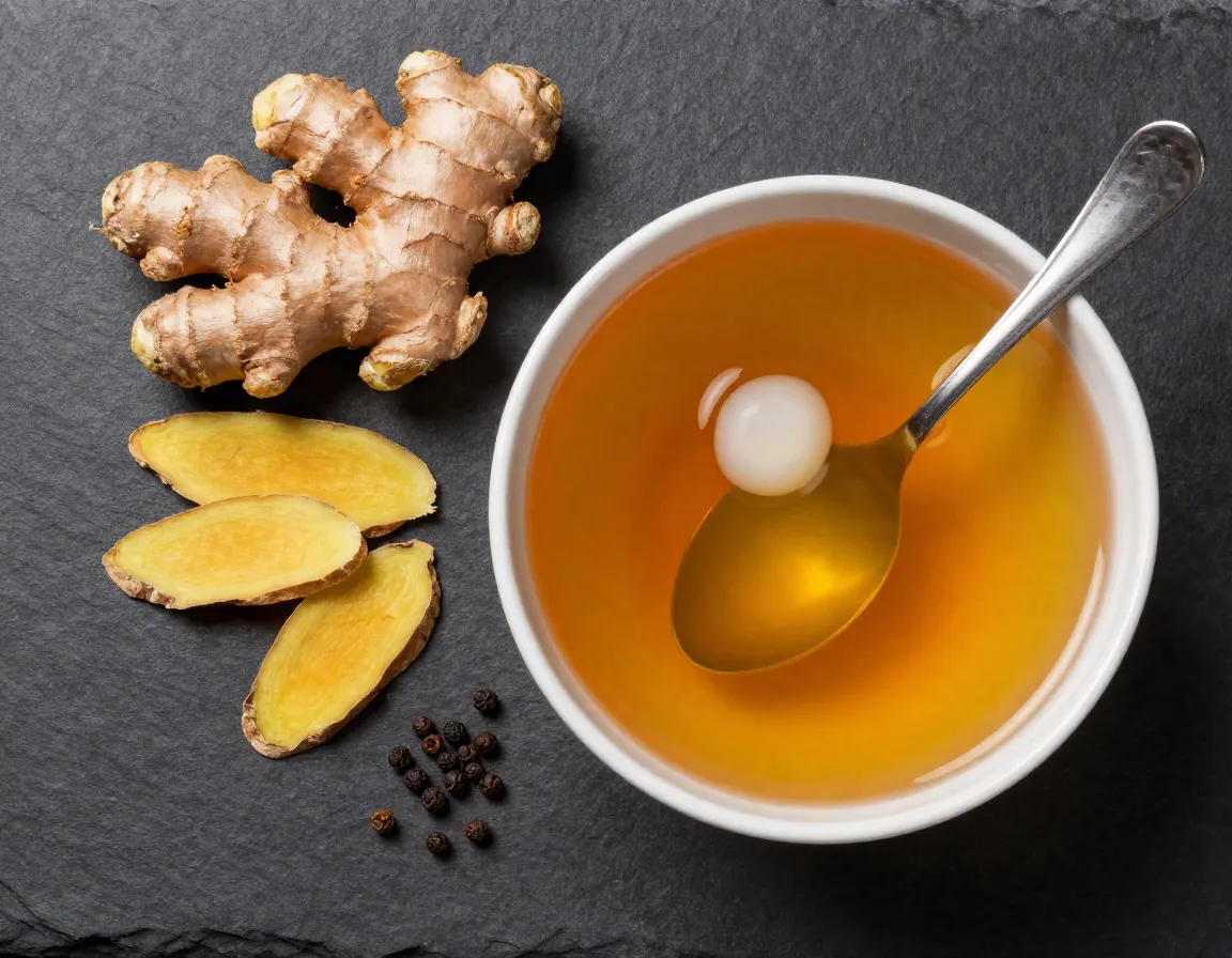 Golden anti inflammatory ginger turmeric tea with black pepper