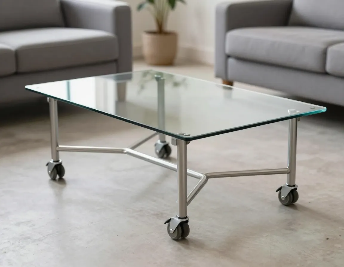 Flexible mobility coffee table with locking caster wheels easy repositioning