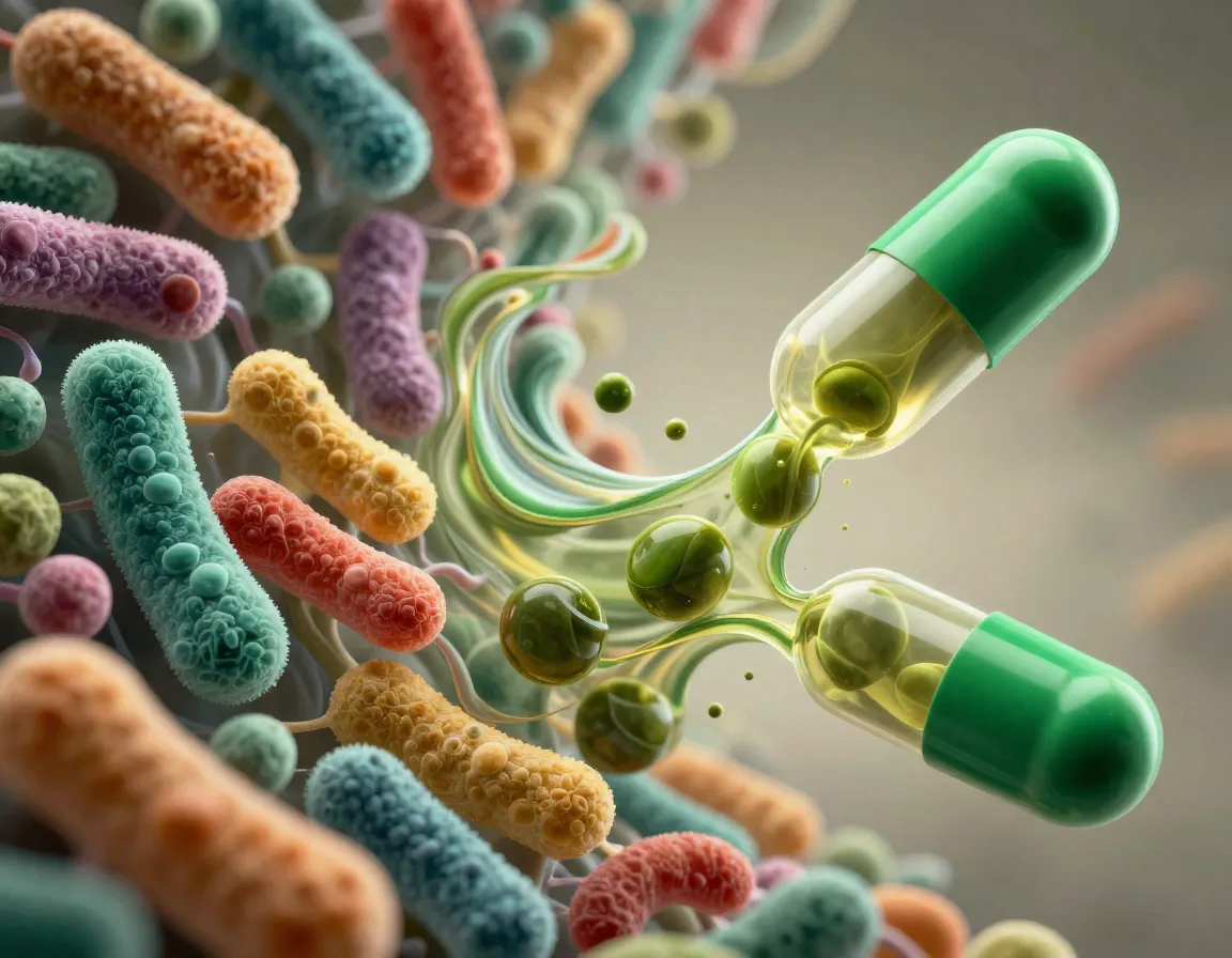 Supports digestive health and gut function healthy gut biome abstract visualization