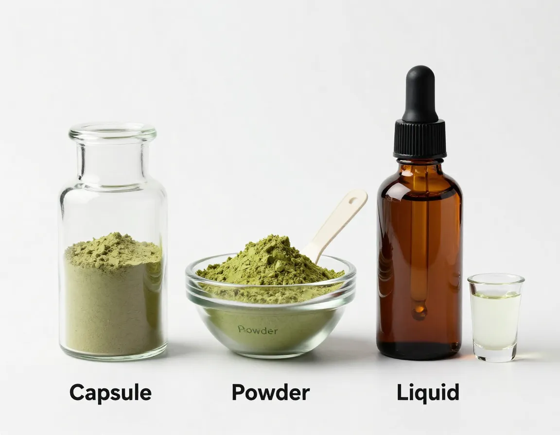 Capsule powder liquid green tea extract forms comparison