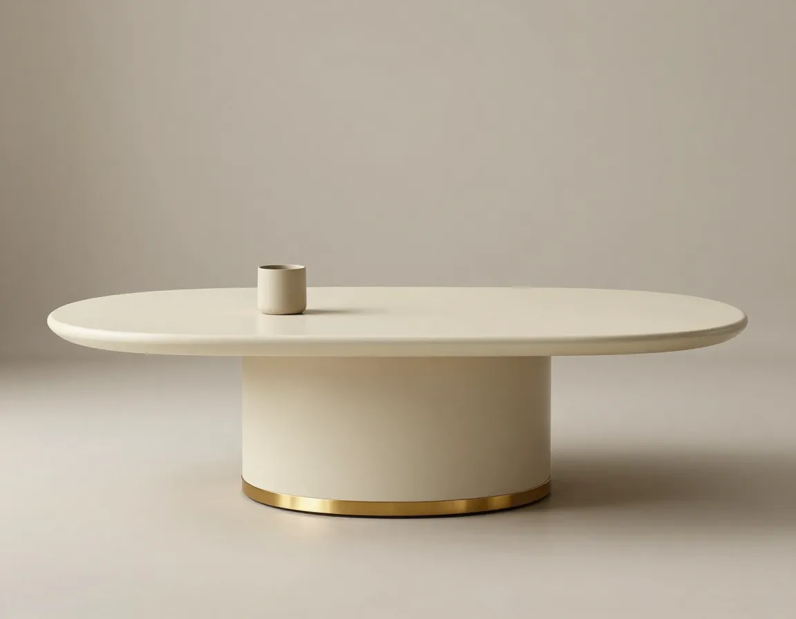 Milano cream coffee table with antique gold accents in contemporary room
