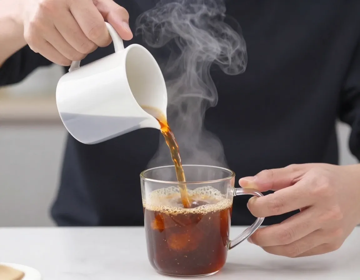 A vertical shot of steaming coffee for tiktok with a heat changing reveal