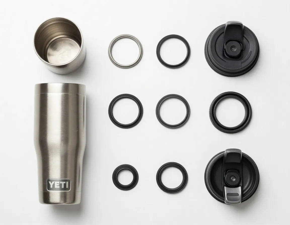 Disassembled thirty ounce yeti mug for easy cleaning