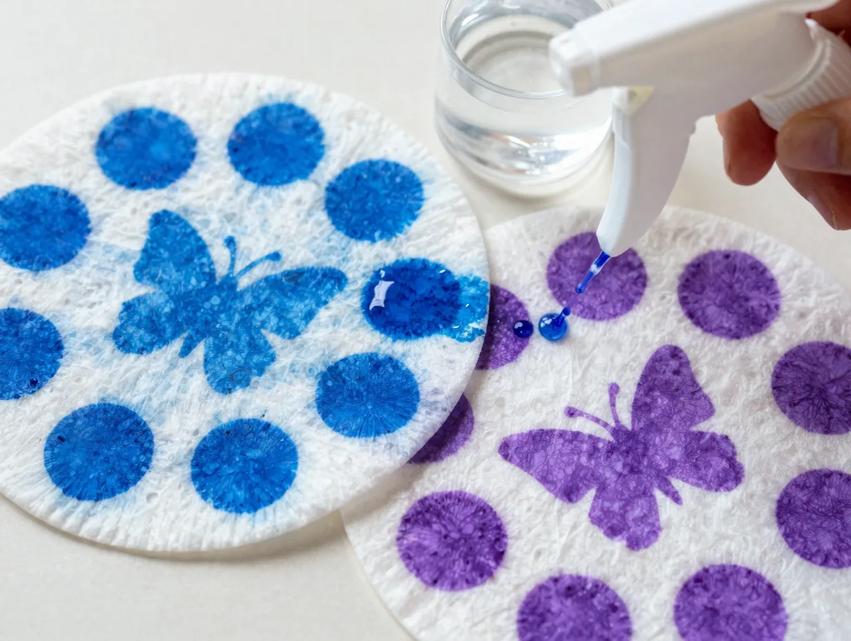 Classic marker bleed butterfly children color coffee filters vibrant blue purple dots