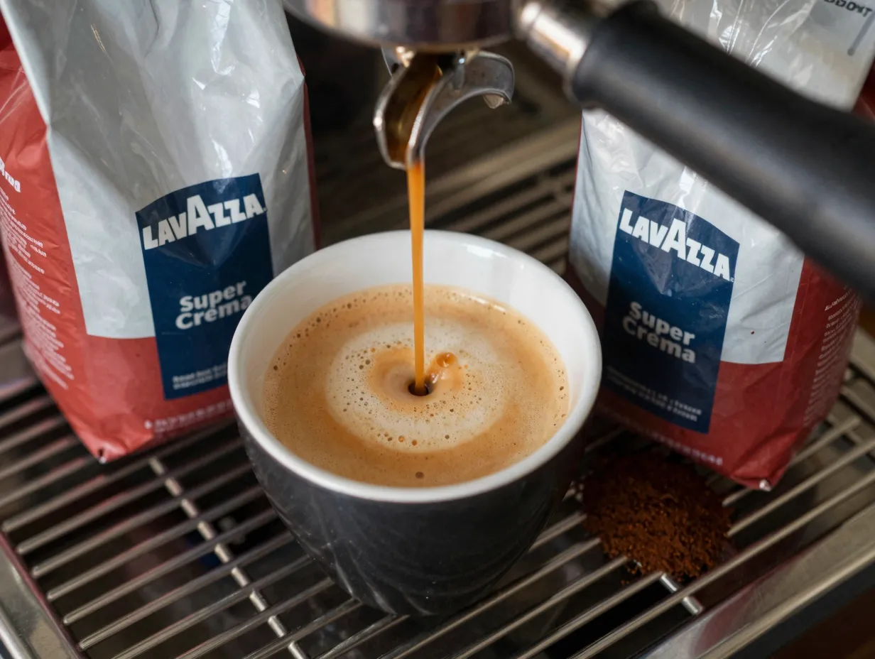 Lavazza super crema thick foam cup honey almond tasting notes