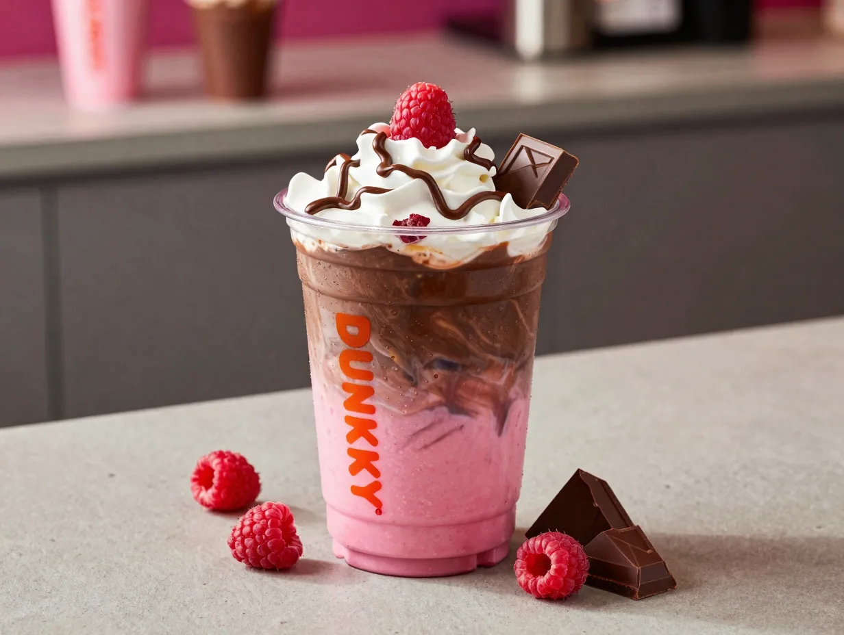 Iced raspberry lava cake latte raspberry chocolate seasonal