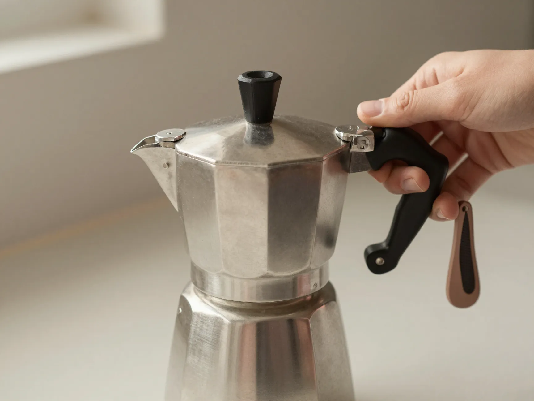 Ilsa fiammetta stainless steel moka pot with ergonomic heat resistant handle