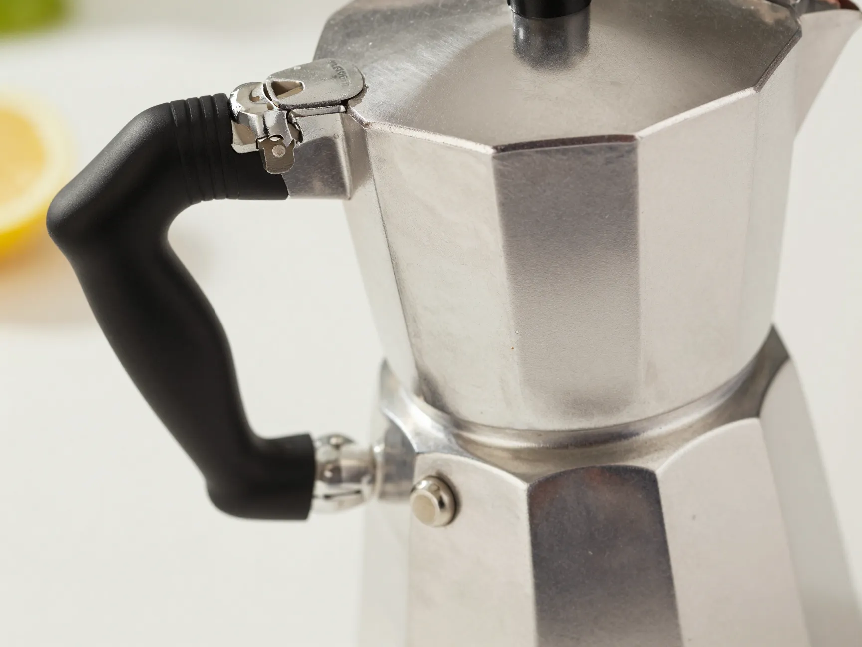 Grosche milano steel moka pot with silicone wrapped cool touch handle