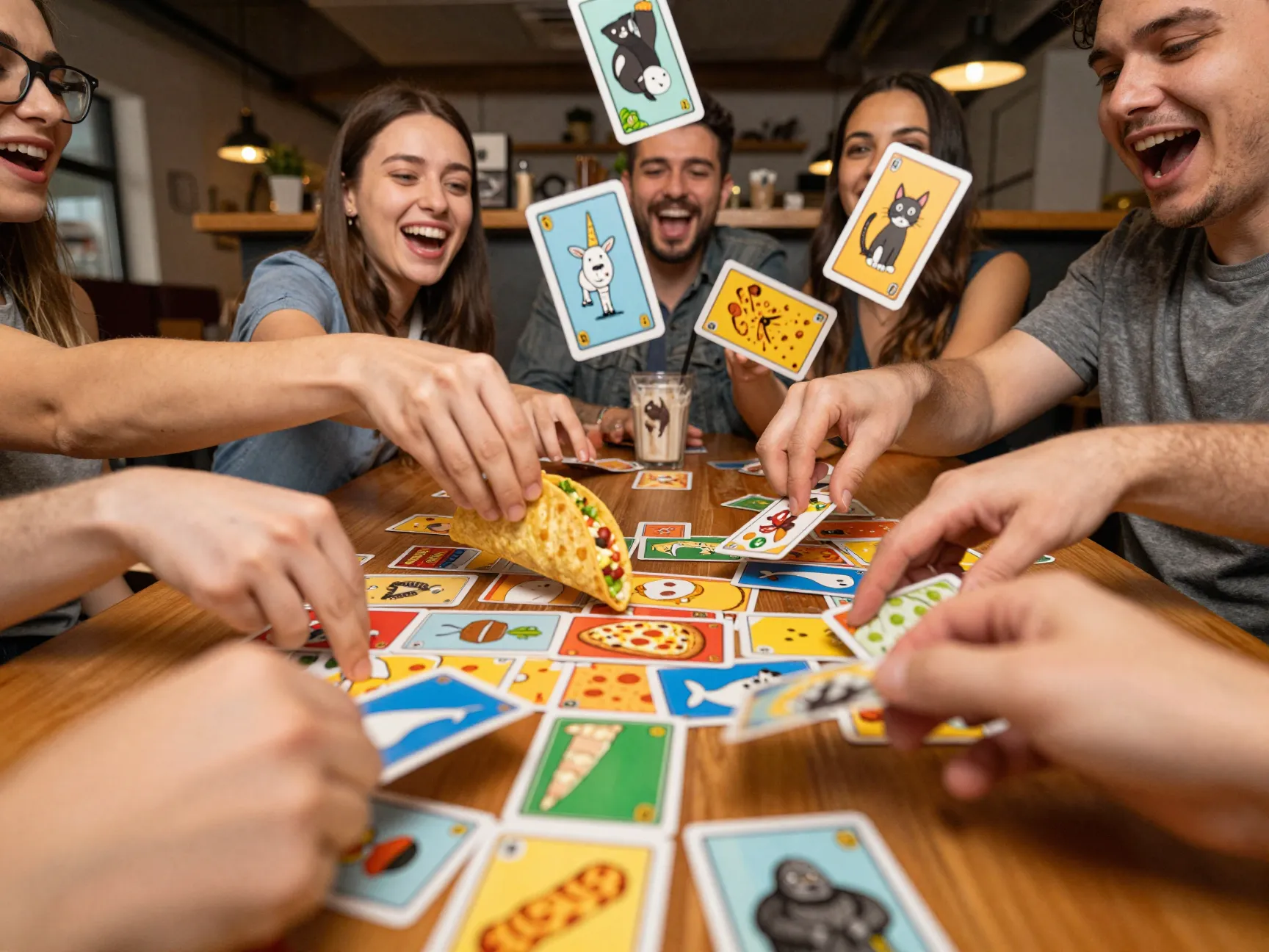 Taco cat goat cheese pizza chaotic card slapping game