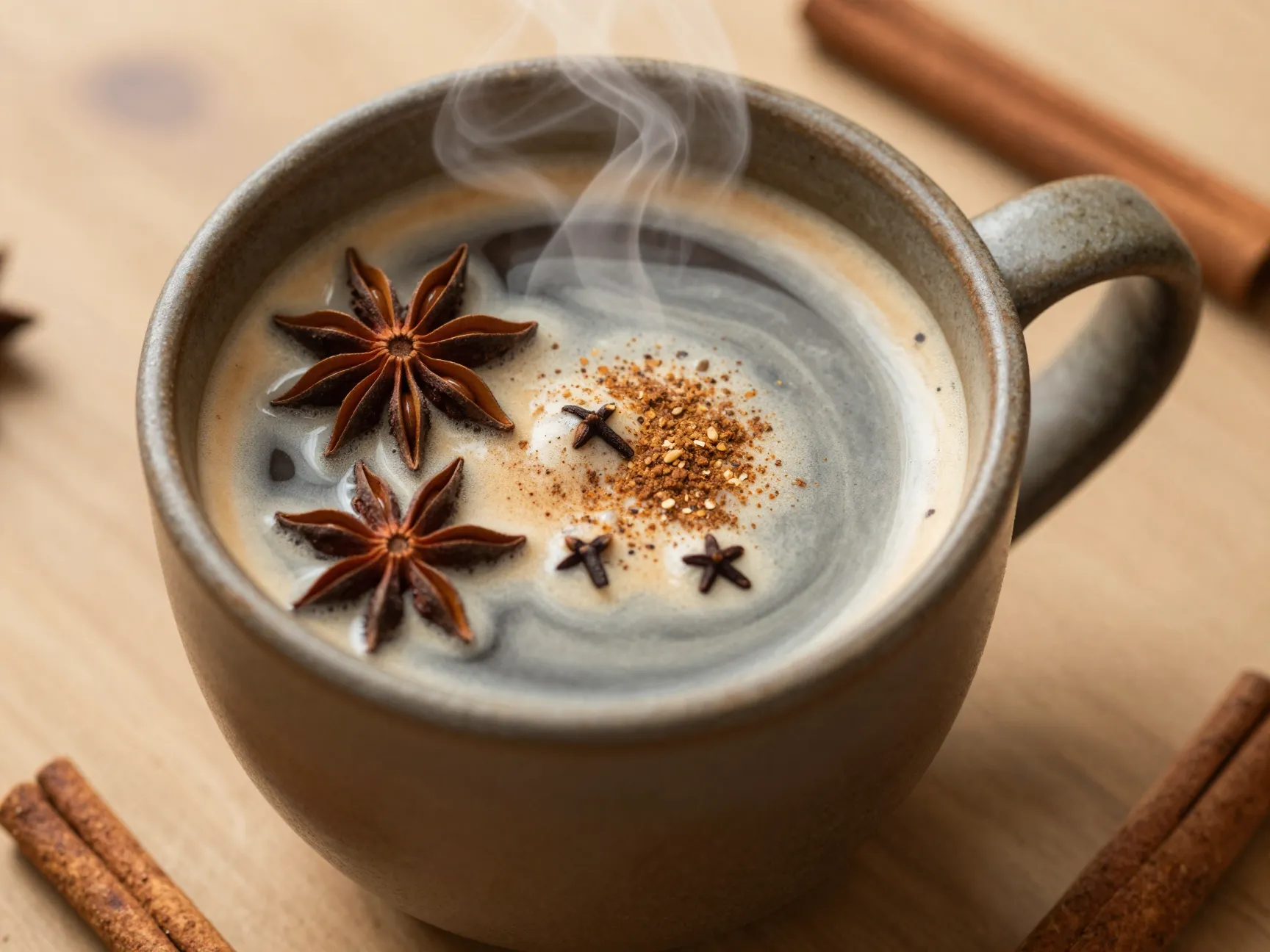 Masala infused coffee mug with cinnamon star anise and cloves