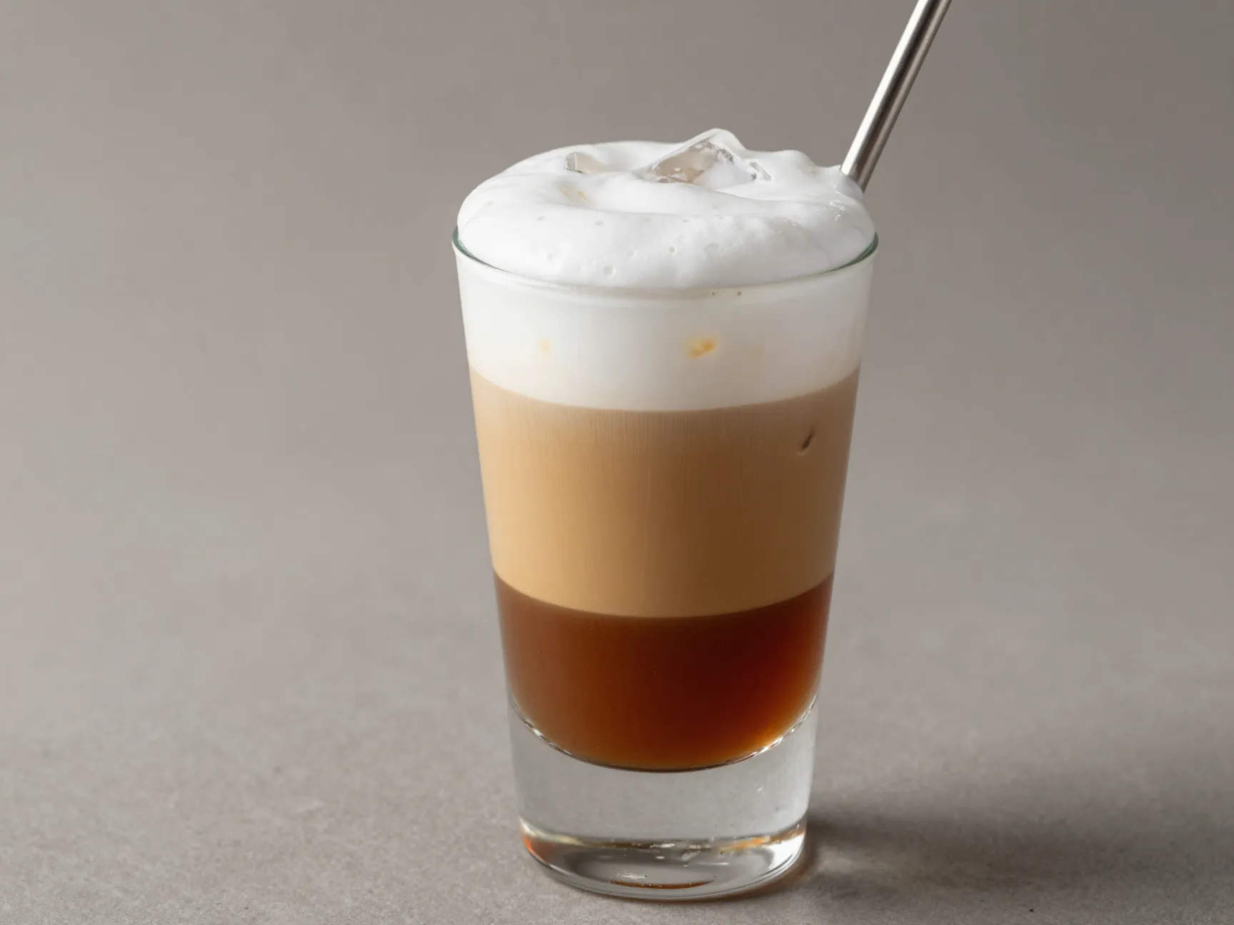 Layered chai latte frio with cardamom cold foam