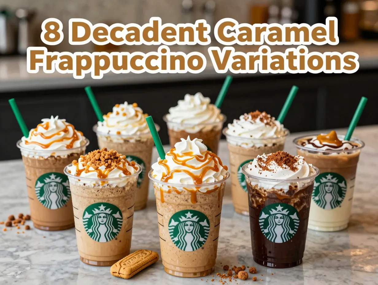 Indulgent starbucks caramel frappuccino variations lineup marble