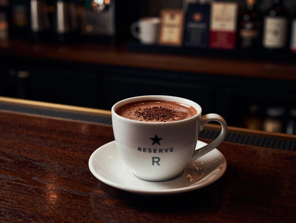 Reserve dark chocolate mocha with ground chocolate and premium espresso