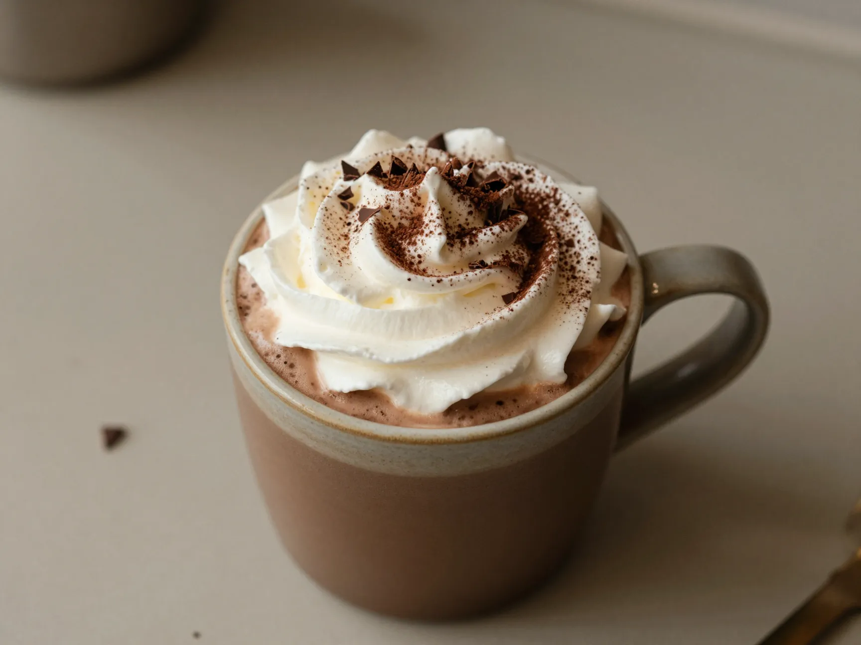 Classic caffe mocha elegant presentation on countertop