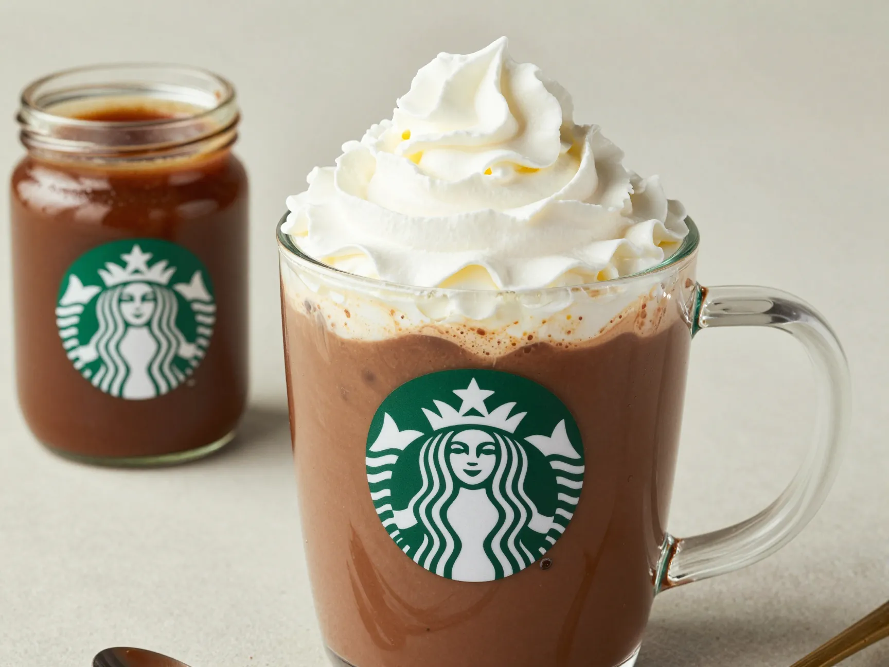 Starbucks style mocha with homemade sauce and cream