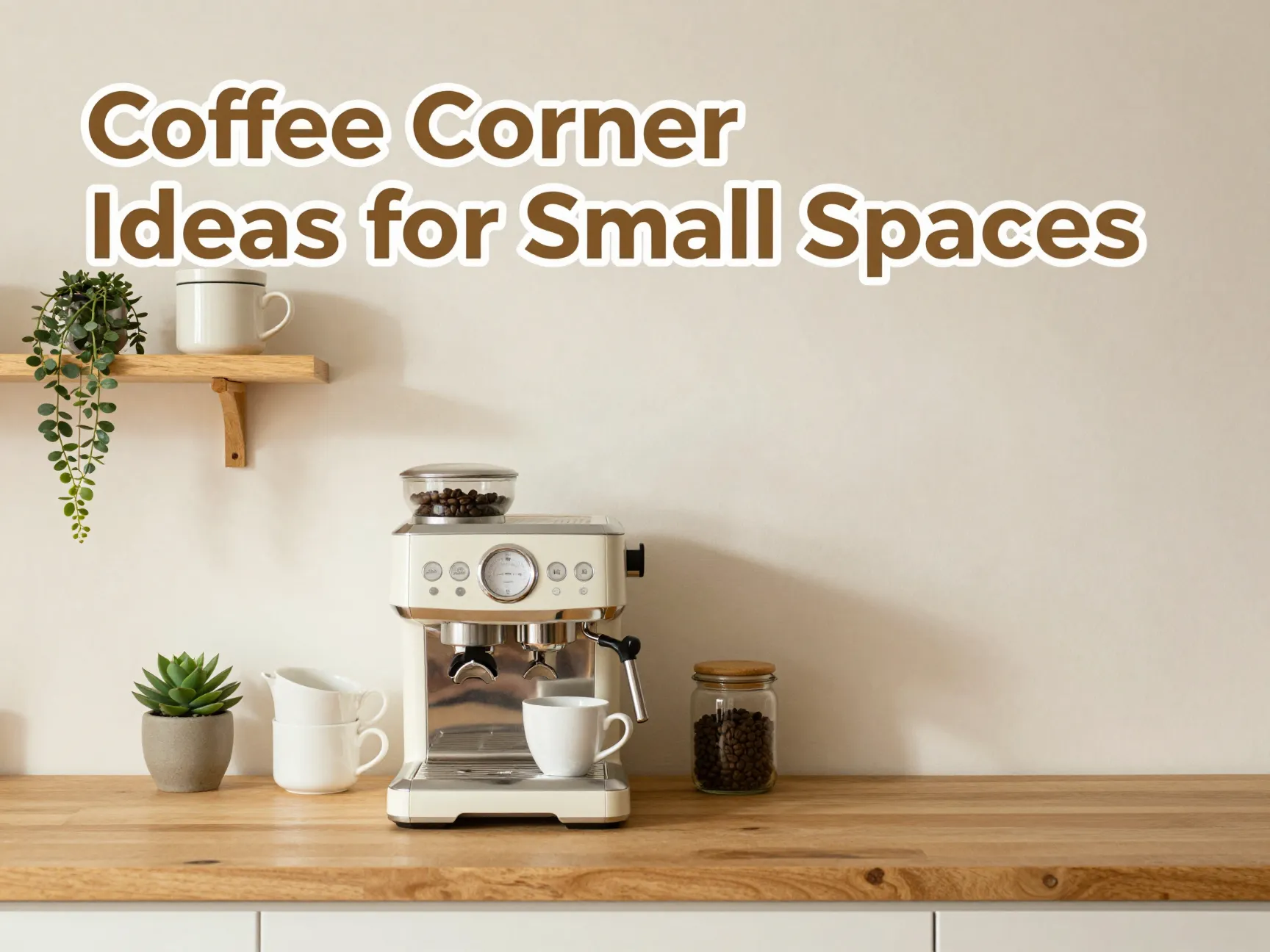 Compact espresso mugs succulent floating shelf kitchen nook