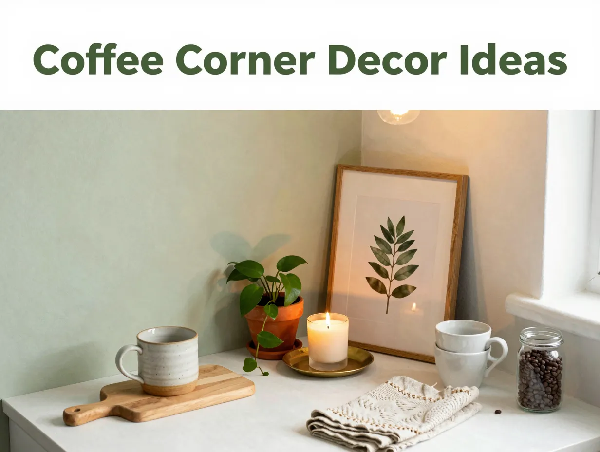 Mug plant candle print wooden tray morning coffee corner nook