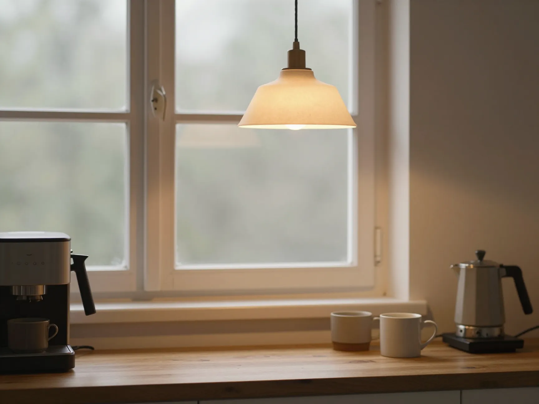 Optimize coffee corner lighting pendant lamp cozy morning window glow