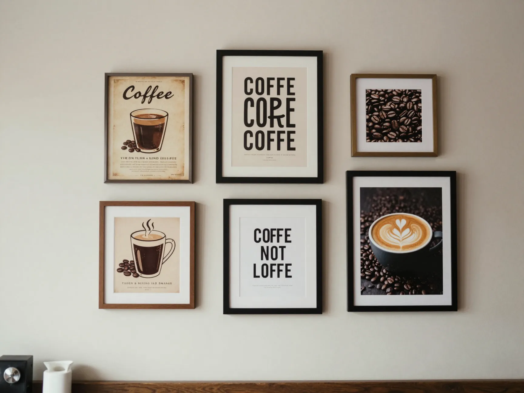 Coffee themed wall art vintage poster framed print gallery wall arrangement