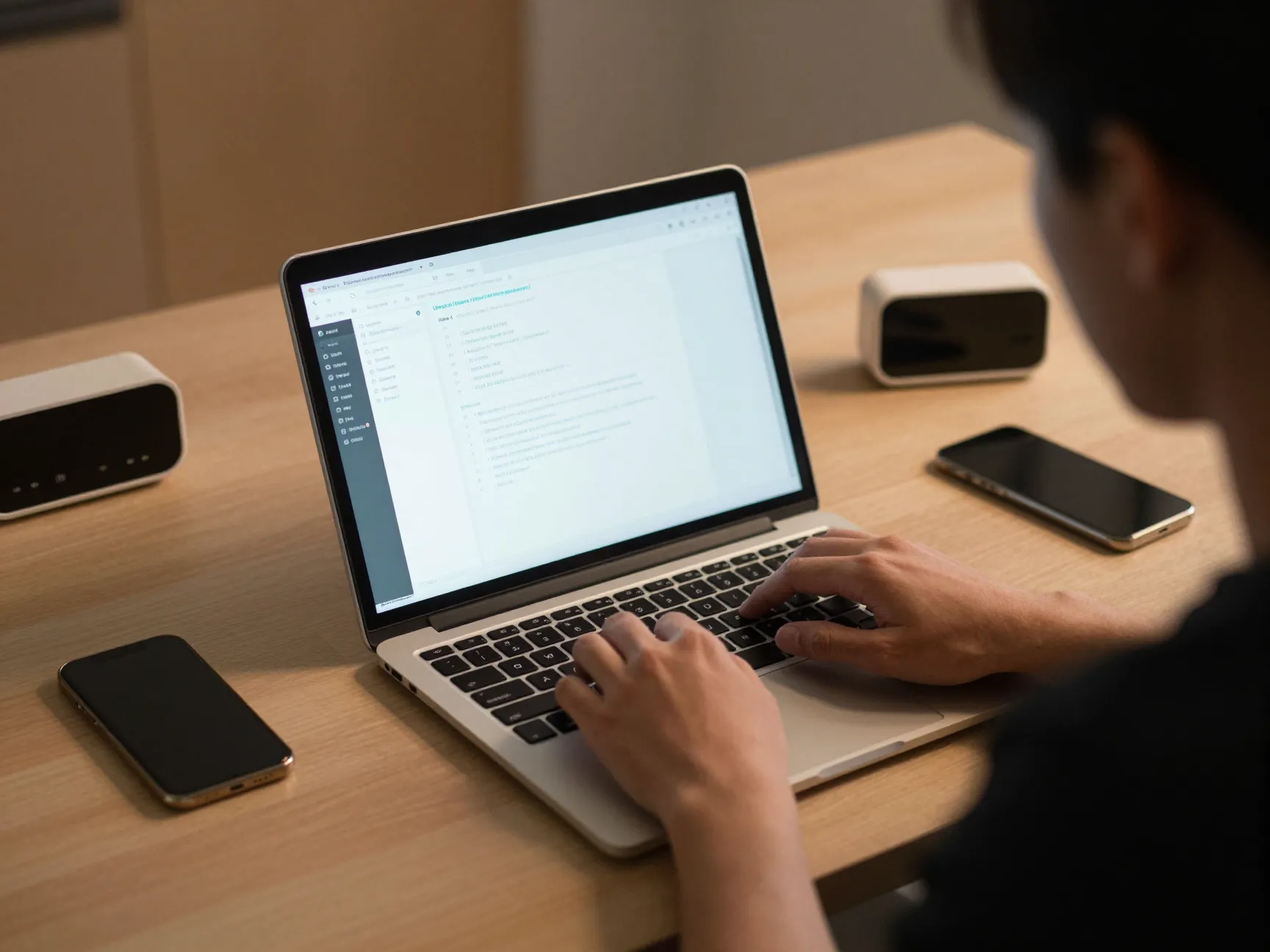 Person intensely focused on single laptop task with email and phone silenced