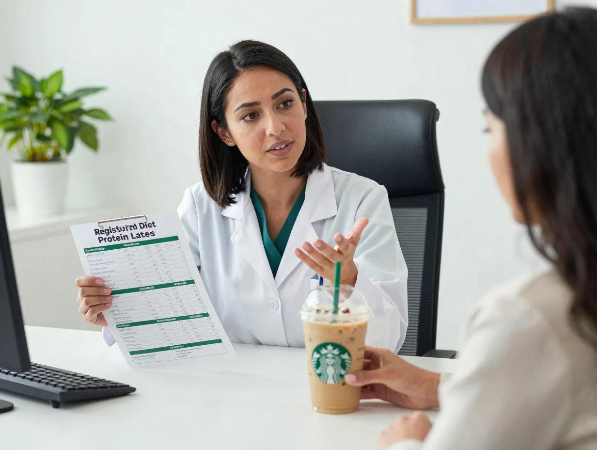 Dietitian client consultation starbucks protein latte nutrition chart