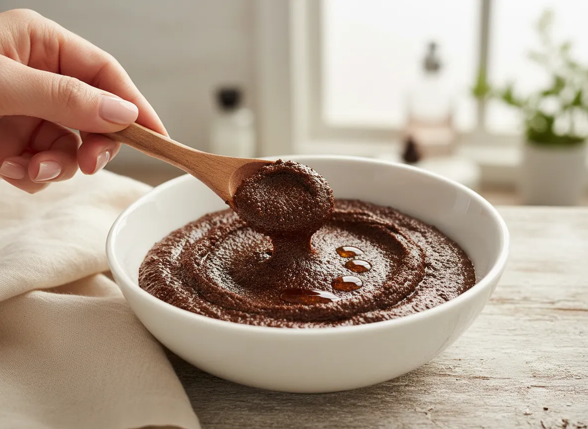 Diy body scrub with coffee grounds and coconut oil