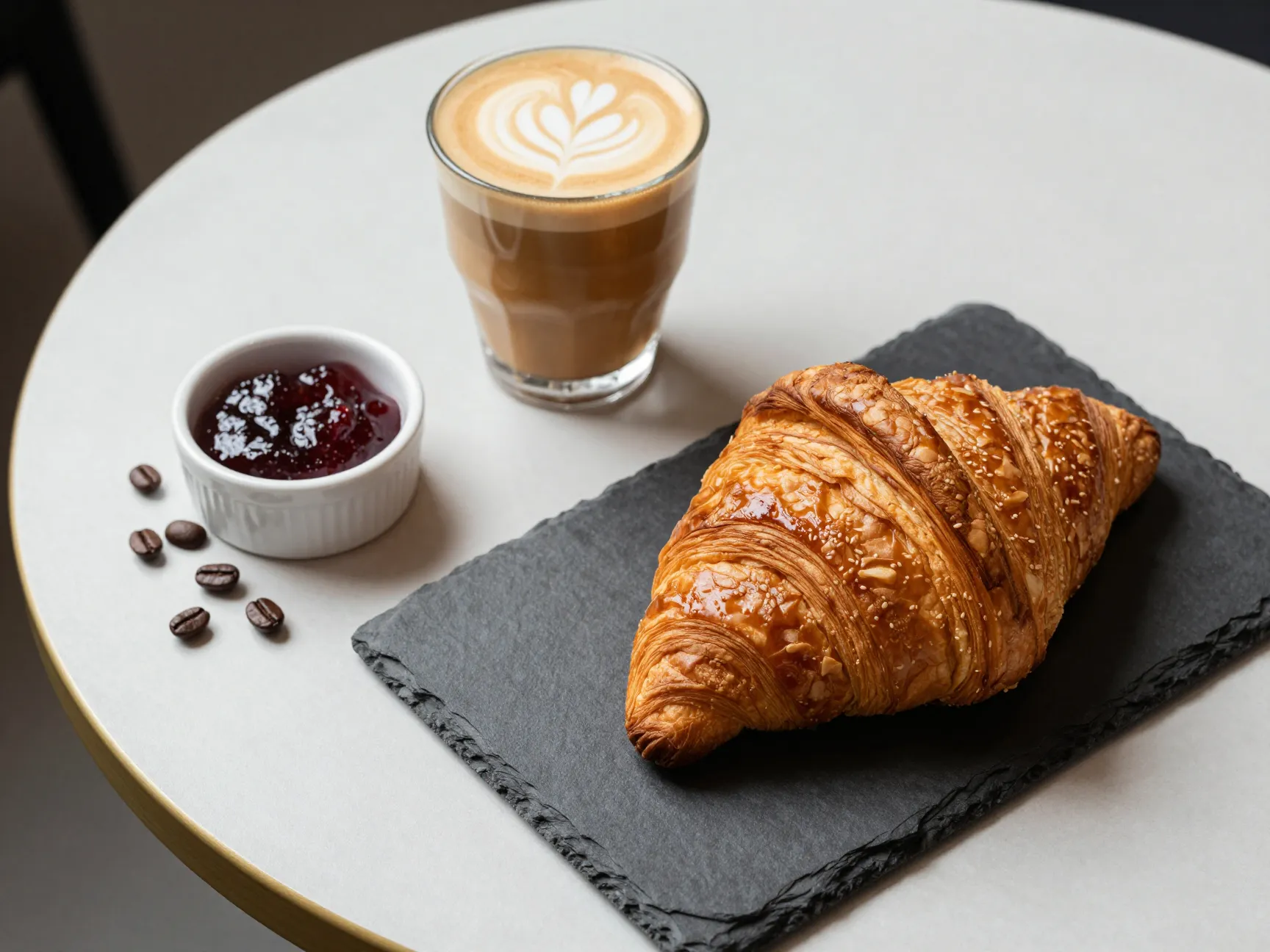 Artisanal pastry paired with specialty coffee on a cafe table